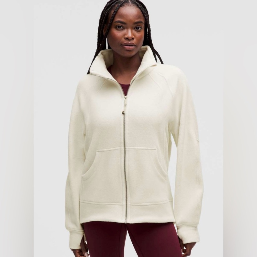 Rare XL/XXL NWT Lululemon Scuba Tumbled Fleece Funnel-Neck Full Zip Bone